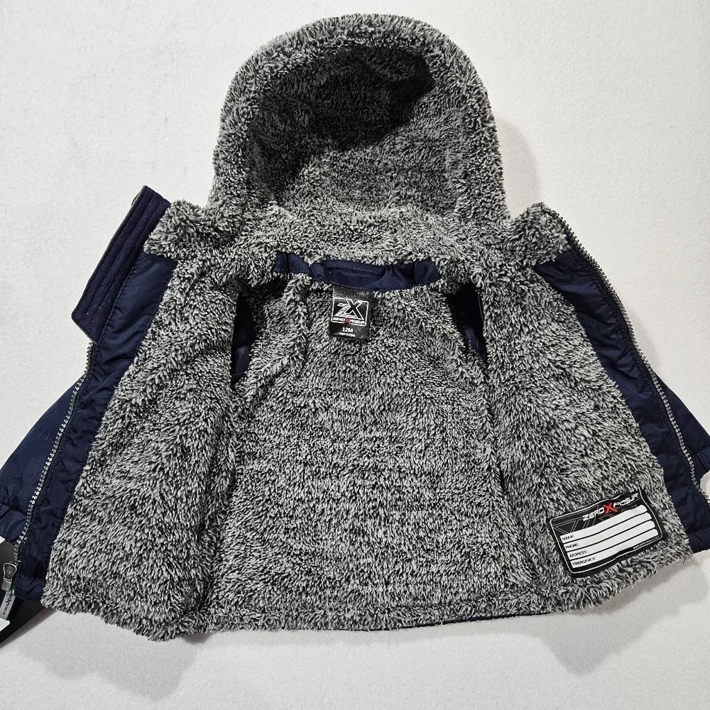 ZeroXposur Toddler Baby Boy Navy Blue 12M‎ Hooded Sherpa Lined Midweight Jacket
